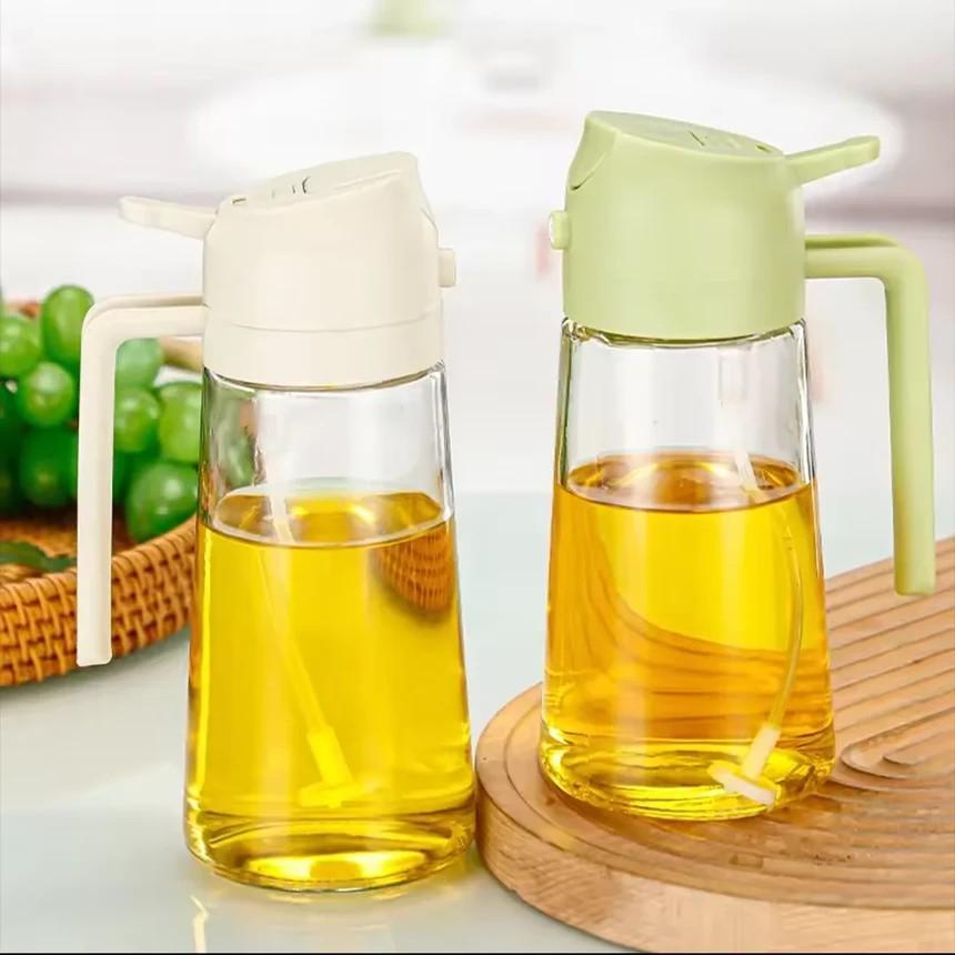 2-in-1 Glass Oil Spray Bottle & Dispenser — 450ml | For Air Fryer, BBQ & Everyday Cooking