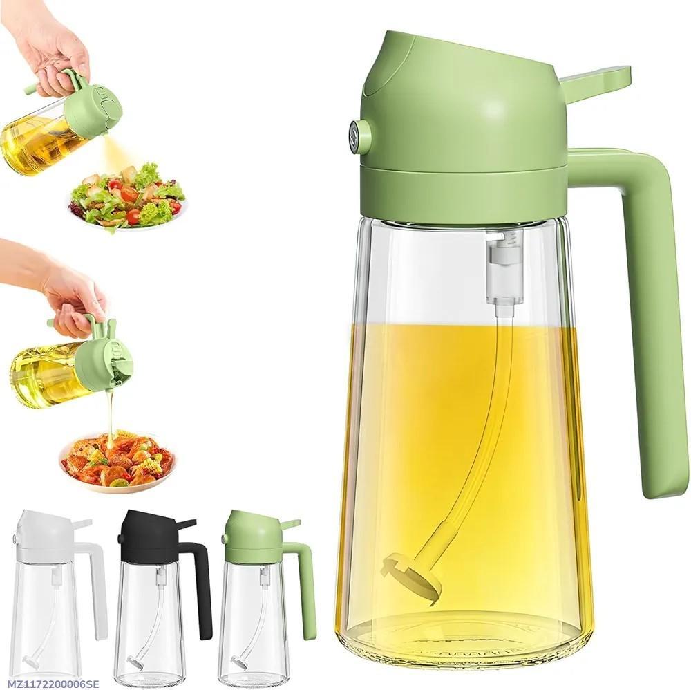 2-in-1 Glass Oil Spray Bottle & Dispenser — 450ml | For Air Fryer, BBQ & Everyday Cooking