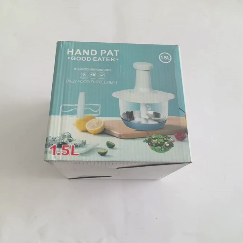 1.5L Manual Hand Push Chopper — 3-in-1 Vegetable Chopper, Meat Grinder & Baby Food Maker