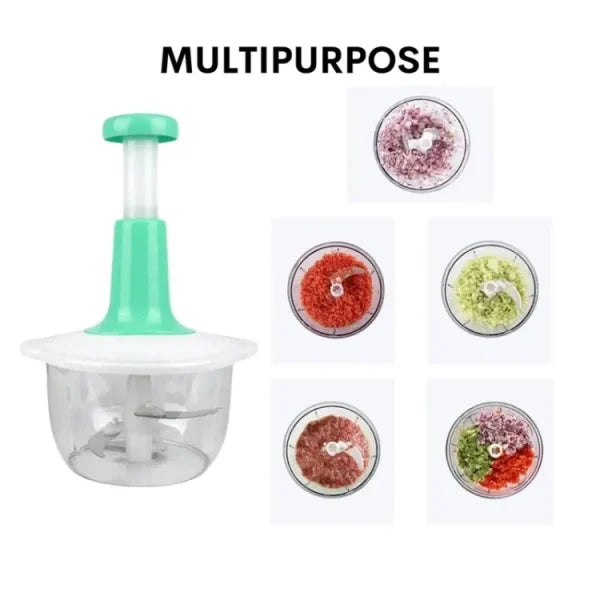 1.5L Manual Hand Push Chopper — 3-in-1 Vegetable Chopper, Meat Grinder & Baby Food Maker